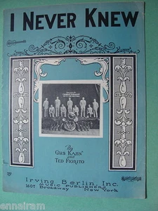 I Never Knew 1925 Gus Kahn Ted Fiorito Cover by Leff, Charley Straight Orchestra - Picture 1 of 1