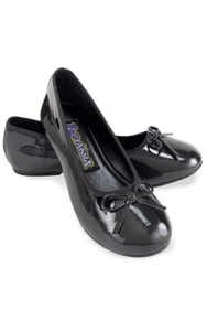 ADULT WOMENS BLACK BALLET FLATS SHOES HALLOWEEN COSTUME ACCESSORY - Picture 1 of 16