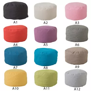 Unstuffed,Foot Stool Seat Ottoman Footstool Round Sofa Pedal Cushion Cover Linen - Picture 1 of 24