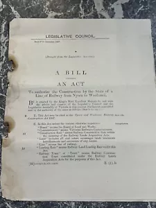VINTAGE DOCUMENT VICTORIA LEGISLATIVE COUNCIL RAILWAYS NYORA WOOLAMI 1907 TRAIN - Picture 1 of 7