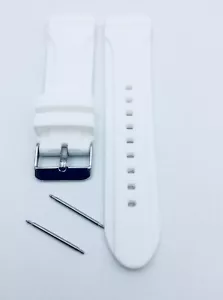 WEIß 24 mm KAUTSCHUK SILIKON SPORT TAUCHER UHRENARMBAND PASST Casio PANERI NAUTICA - Bild 1 von 7