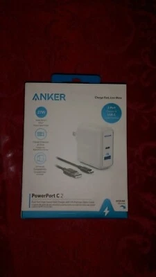 Anker USB-C Wall Charger 2-Port 27W Charging Adapter with 3ft Nylon Type-C Cable - Image 1 of 2