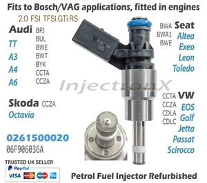 GDI Fuel Injector 0261500020 for Audi Seat Skoda VW 2.0 (16) FSI TFSI GTI R RS - Picture 1 of 3