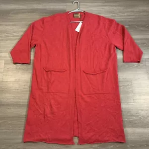 Eribe langer Strickjacke Pullover Damen Einheitsgröße Wolle rot offen vorne 3/4 Ärmel - Bild 1 von 12