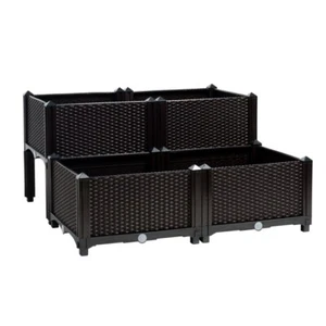 Set of 4 Elevated Vegetable Growing Planter Box Raised Garden Beds Self-Watering - Picture 1 of 13