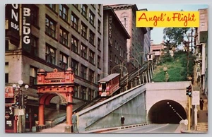 Los Angeles California Postcard Angels Flight Railway Tunnel Souvenir Ticket - Picture 1 of 2
