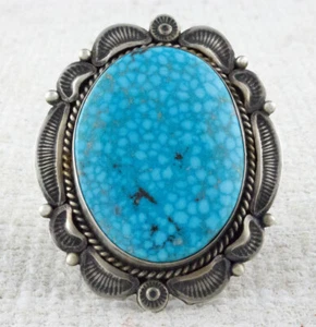 8.5 - High Grade Natural Birdseye Kingman Turquoise Ring By Ella M. Linkin - Picture 1 of 4