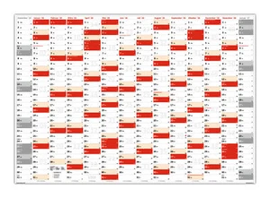 XXL Wandkalender gerollt Wandplaner DIN A0 2026 (rot2) große Tageskästchen - Bild 1 von 5