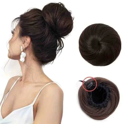 2pcs Of Women'S Drawstring Hair Bun Synthetic Fiber Suitable For Everyone Bun - Image 1 of 4
