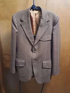 Vintage 1970s Dark Brown Mens Suit Jacket 18 Inch Shoulder - Picture 1 of 10