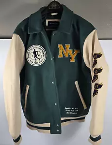 ABERCROMBIE & FITCH VARSITY BOMBER JACKE MANTEL GRÜN WEISS HERREN GR. M - Bild 1 von 14