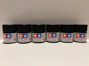 TAMIYA Lotto di 6 X 1 - COLORE ACRILICO LUCIDO NERO - GLOSS BLACK MINI 10 ML - Foto 1 di 11
