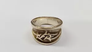 Breiter Ring 925er Silber Bandring Silberring 65 (20,8 mm Ø) Gothic - Picture 1 of 4