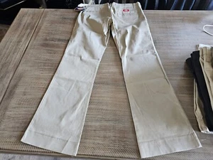 Dickies Girl's Bootcut Mid Rise Pant Flat Front Beige Khaki Tan Pants Size 1 - Picture 1 of 8