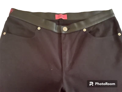 Pantalones de mezclilla de seguridad FIORUCCI muy vintage negros acanalados 6-31 ¡DESGASTE DE CLUB GLAM ROCK! Nuevo sin etiquetas Foto 1 de 4
