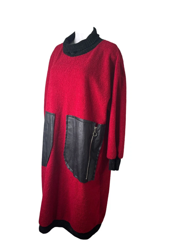 Vestido tipo jersey AZUL REAL talla grande rojo peluche polar cuello redondo vintage para mujer Foto 1 de 4