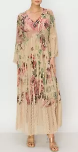 nwt ORIGAMI all LACE lined BOHEMIAN WESTERN Maxi Dress SM-3XL ROSE shabby chic - Picture 1 of 6