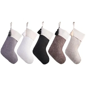 Soft Fabric Holiday Stocking With Elegant Fringe For Christmas Surprises Use - Picture 1 of 13