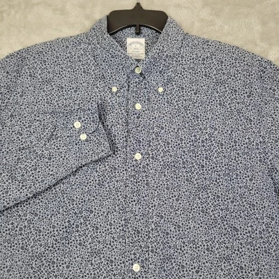 Brooks Brothers 1818 Regent Floral Design Shirt Blue Large Cotton - Image 1 of 4