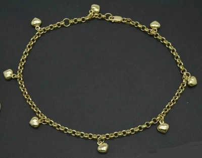 Heart Charms Anklet 14K Yellow Gold Plated for women Best Gift 9 Inch - Image 1 of 4
