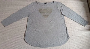 Lane Bryant Womens Size 14/16 Grey Rayon Blend Long Sleeve Graphic Shirt 23 - Picture 1 of 8