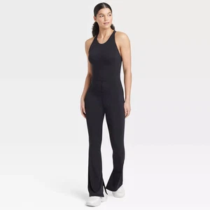 JoyLab Women's High Neck Flare Active Bodysuits Yoga Gym Workout Jumpsuit - Picture 1 of 6