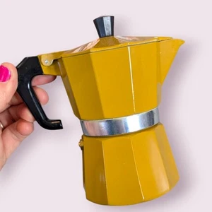 Pezzetti 1 Tasse Mokkakanne Herdplatte Espressomaschine Senf / Gold sehr guter Zustand - Bild 1 von 9