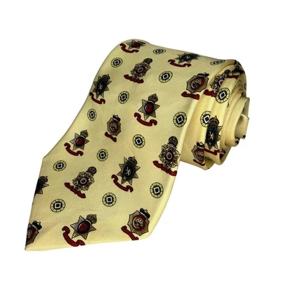 Corbata Tommy Hilfiger para hombre talla única amarilla 100 % seda italiana patrón de escudo Foto 1 de 4