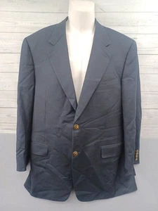 Canali British American House Mens 100% Wool Blazer Jacket Sz L Black Italy - Picture 1 of 11