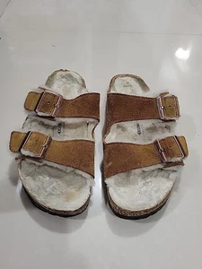 EU40 L9 M7 Birkenstock Arizona Unisex Wildleder Lammfell Winter Sandalen Hausschuhe - Bild 1 von 13
