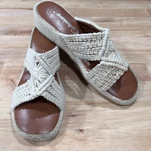 VTG 1970s Macrame Slides Gallenkamp Sandals Lightly Worn Comfort Women’s Sz 8 - Picture 1 of 12