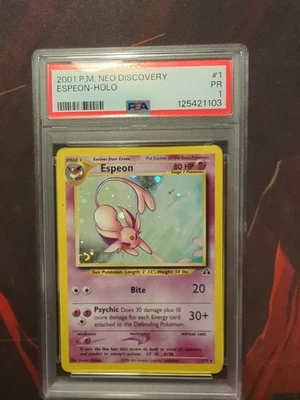 PSA 1 SWIRL 2001 Neo Discovery Espeon 1/75 Holo Foil Pokemon WOTC - Image 1 of 3