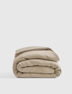 NUEVO CON ETIQUETAS COLCHA DE ENSUEÑO GASA AIREADA ORGÁNICA QUINCE COMPLETA / ALGODÓN QUEEN DUNE RET $149.90 Foto 1 de 4