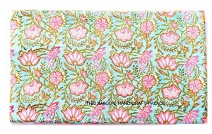 Hand Block Print Cotton Voile Fabric Indian Sewing Material Craft By The 3 Yard - Picture 1 of 3