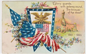 TUCK Decoration Day US Flag "Glory Guards..the bivouac of the dead!"~ Postcard - Picture 1 of 2