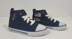 NEU Kleinkind Polo Ralph Lauren, Multi Pony Flagge Hi-Top. Größe 9,5, 15,5CM - Bild 1 von 7