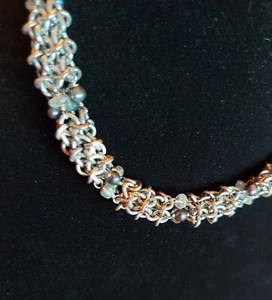 Vintage Byzantine Link Necklace 104g Sterling Pearl Labradorite Heavy - Picture 1 of 12