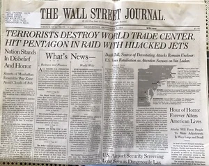 VINTAGE WALL STREET JOURNAL WORLD TRADE CENTER DESTROYED 9/12/01 - Picture 1 of 1