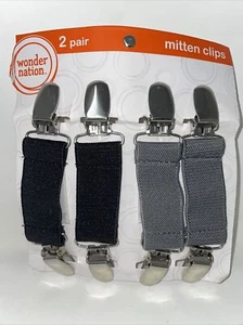 2 Paar Winterhandschuhe Clips elastisch Edelstahl/S Handschuhe Clips für Kleinkind schwarz&grau - Bild 1 von 2
