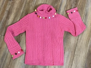 Gymboree 2007 CUPCAKE CUTIE Hot Pink knit Turtleneck Sweater Pom-Pom Balls Sz 8 - Picture 1 of 8