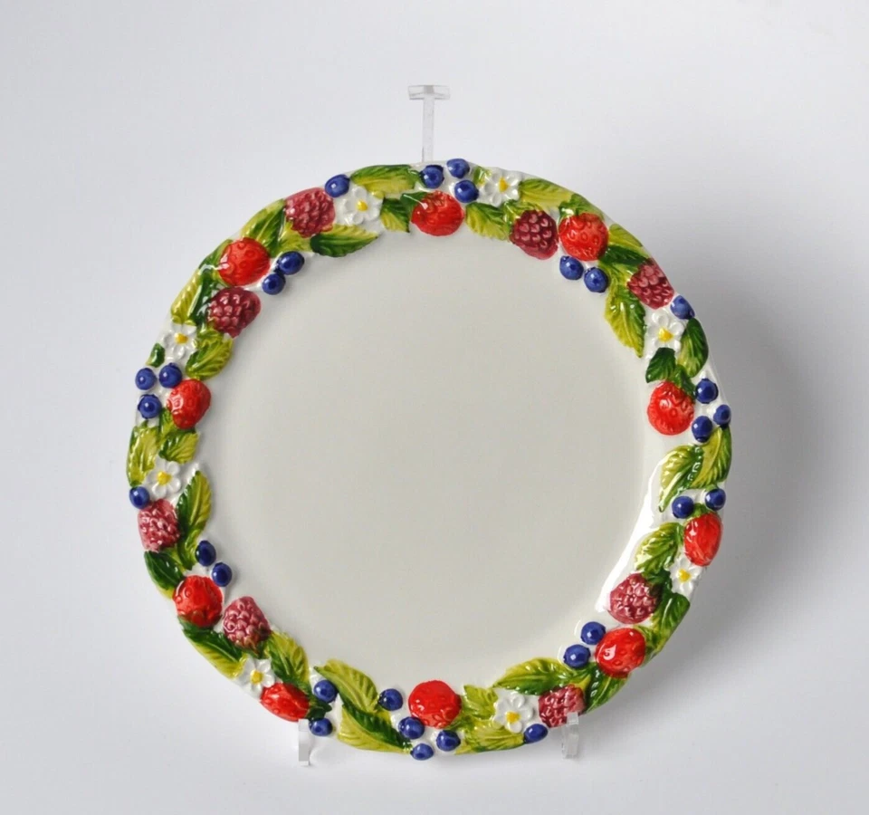 BASSANO KERAMIK Dessertteller Kuchenteller FRUTTINI Beeren MEDITERRANES GESCHIRR - Bild 1 von 2