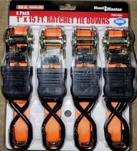 LOT OF 4 Cargo Straps Tie Down Ratcheting Ratchet 1 In. X 15 Ft. - Picture 1 of 3
