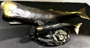 Vintage Scott Nelles Bronze Whale/Calf Signed/Dated 1980 Mammals Ocean Marine - Picture 1 of 18