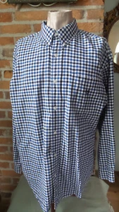 Mens Shirt by Chaps Easy Care Blue Black White Checks Long Sleeves Size XL - Bild 1 von 10