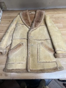 A Robert Lewis Idea Vintage 70er Herren Gr. 44 Fell gefütterte Lammfelljacke - Bild 1 von 8