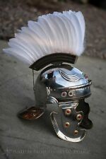 16ga Brass & Steel Medieval Late Roman Gallic Helmet With White Eagle Plume