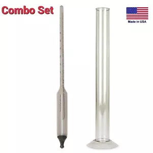 Triple Scale Hydrometer Gravity Balling & Test Jar Home Brew Beer Wine Combo KIT - Picture 1 of 6