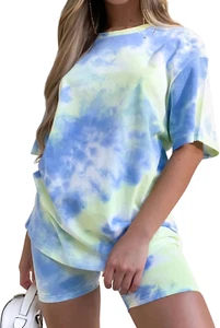 Women'S Tie-Dye Set Two-Piece Outfits Summer - Casual Two Piece Short Set Short - Picture 1 of 12