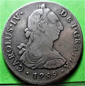 CARLOS IV, 8 Reales, 1789, LIMA -IJ, A.C.-903, Ag, Busto de Carlos III. - Picture 1 of 2
