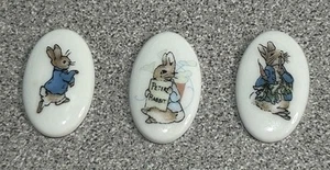 Vtg Authentic Unused WEDGWOOD Peter Rabbit Beatrix Potter Oval Cameo Lot of 3 - Picture 1 of 8